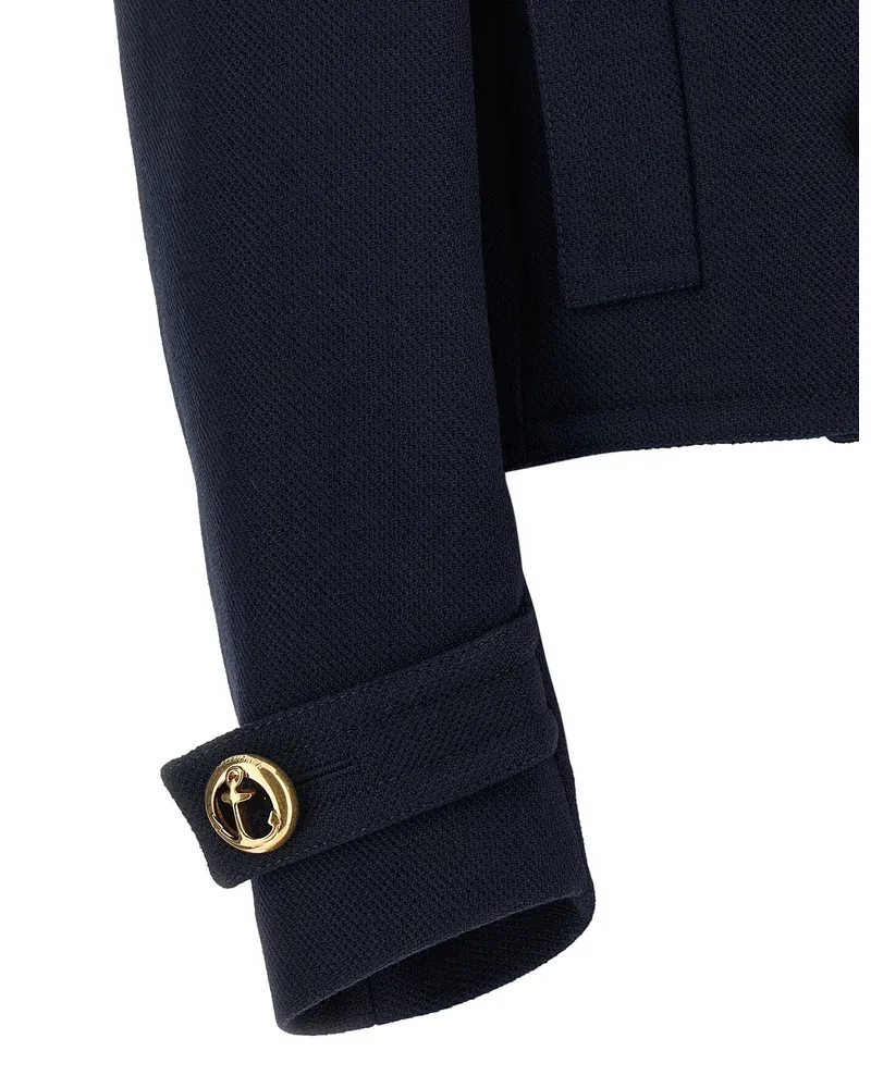 Balenciaga Double-Breasted Wool Blazer — Navy Navy