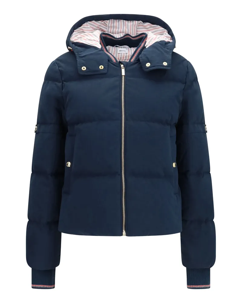 Thom Browne Women's Puffer Jacket Waxed Dark Blue Cotton Navy