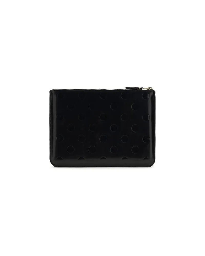 Comme des Garçons Embossed Polka-Dot Calf Leather Wallet — Black Black