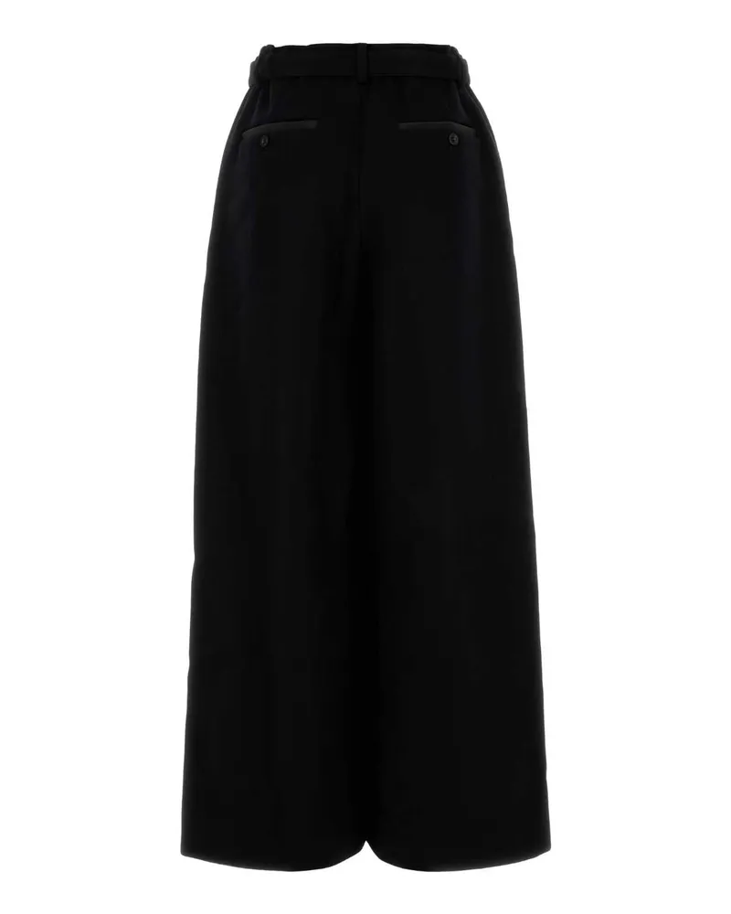 Sacai Women's Black Wool Wide-Leg Pant Exterior: Pantaloni Trousers Black