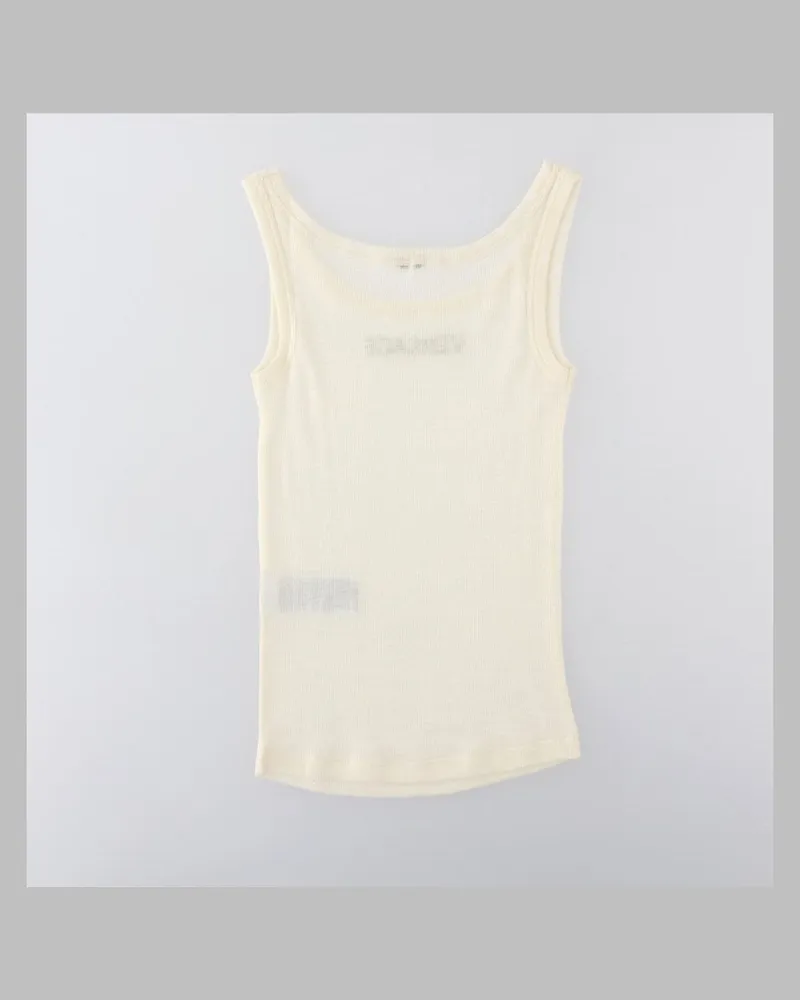 Versace Crystal Logo Virgin Wool Tank Top — Ivory Ivory