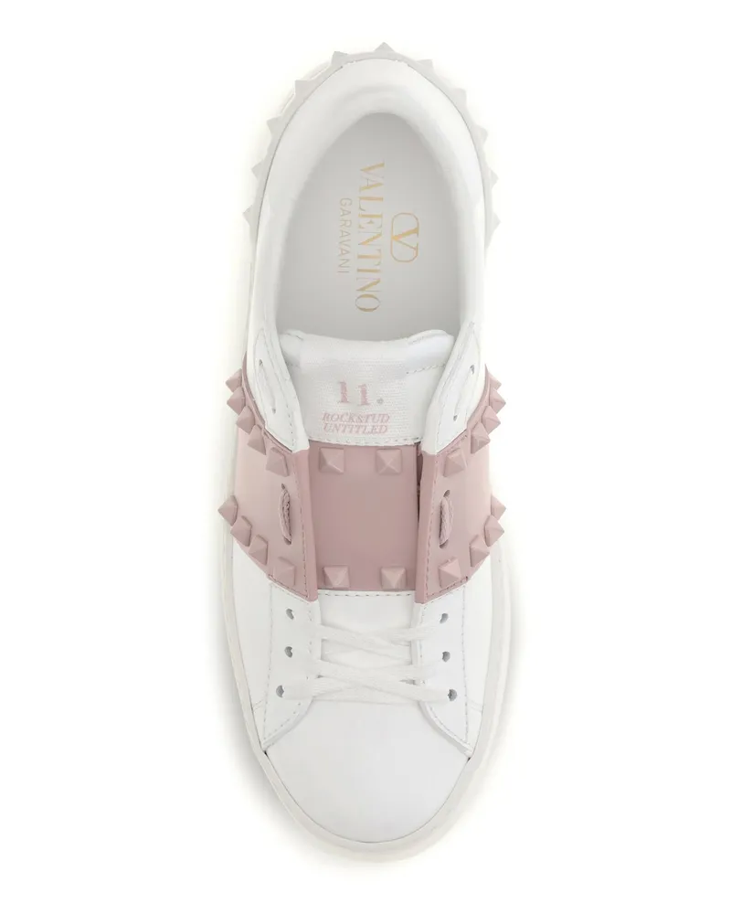 Valentino Garavani Women's Open Rockstud Sneakers Bianco-Water Rose-Bianco Bianco/water Rose/bianco White