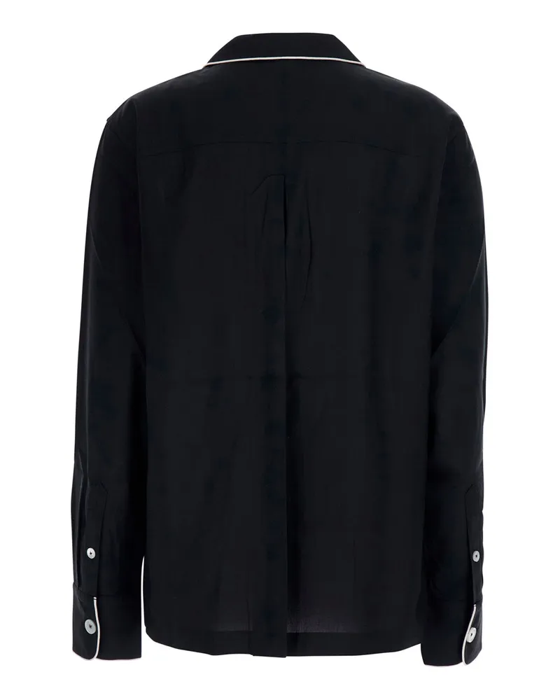 Totême Women's Black Silk Shirt With Contrasting Details Blouses Black