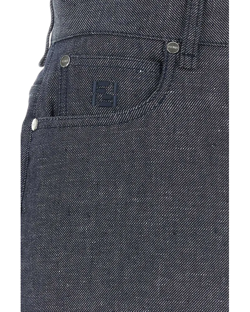 Fendi Dark Blu Exterior: Linen Cotton Silk Jean Navy