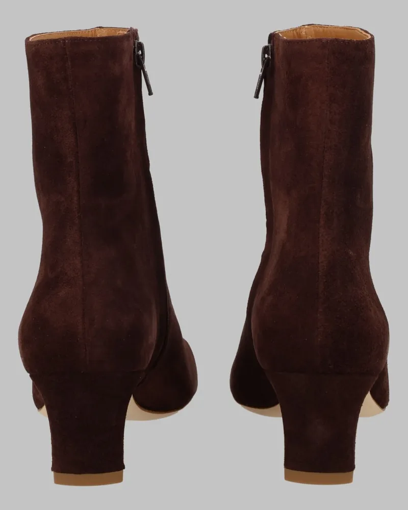 STAUD Suede Leather Ankle Boots — Brown Brown