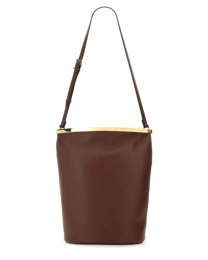 TOD'S Full-Grain Leather Bucket Bag — Brown Brown