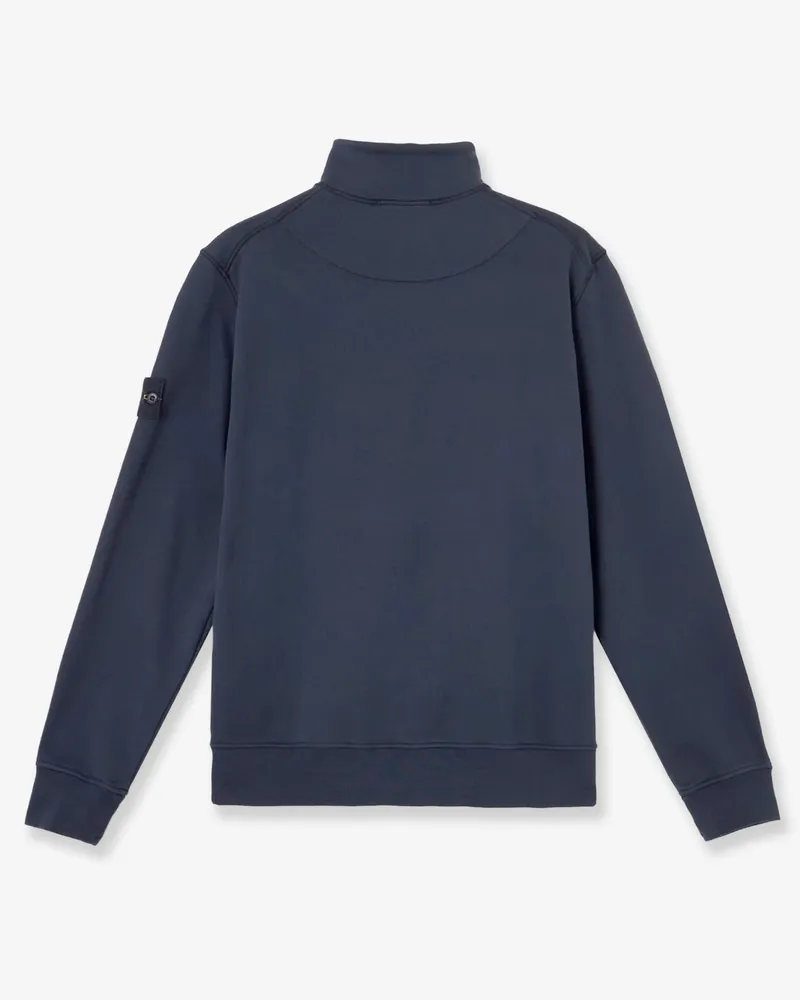 Stone Island Men Sweatshirt Half-Zip Blue Organic Cotton Sweatshirts Sweater Navy