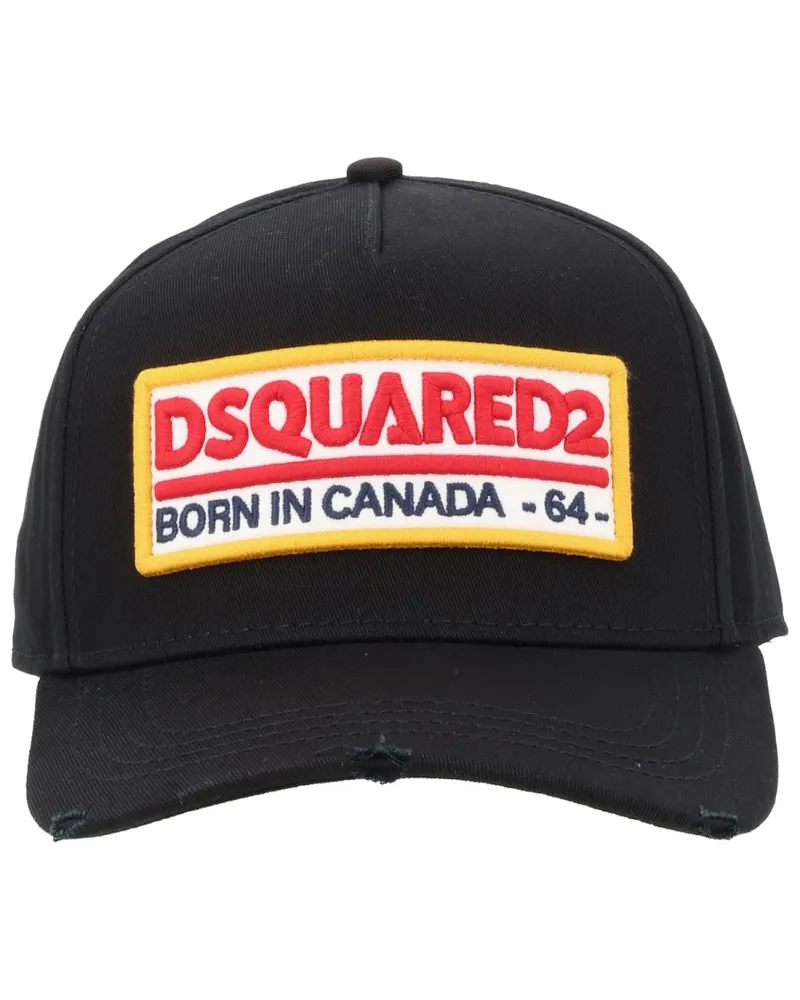 Dsquared2 BCM0983_05C000012124 Logo-Patch Cotton Baseball Cap — Black Black