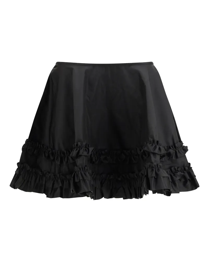 Ganni Women's Skirt Duchesse Nylon Mini Frill Black Recycled Polyamide Black