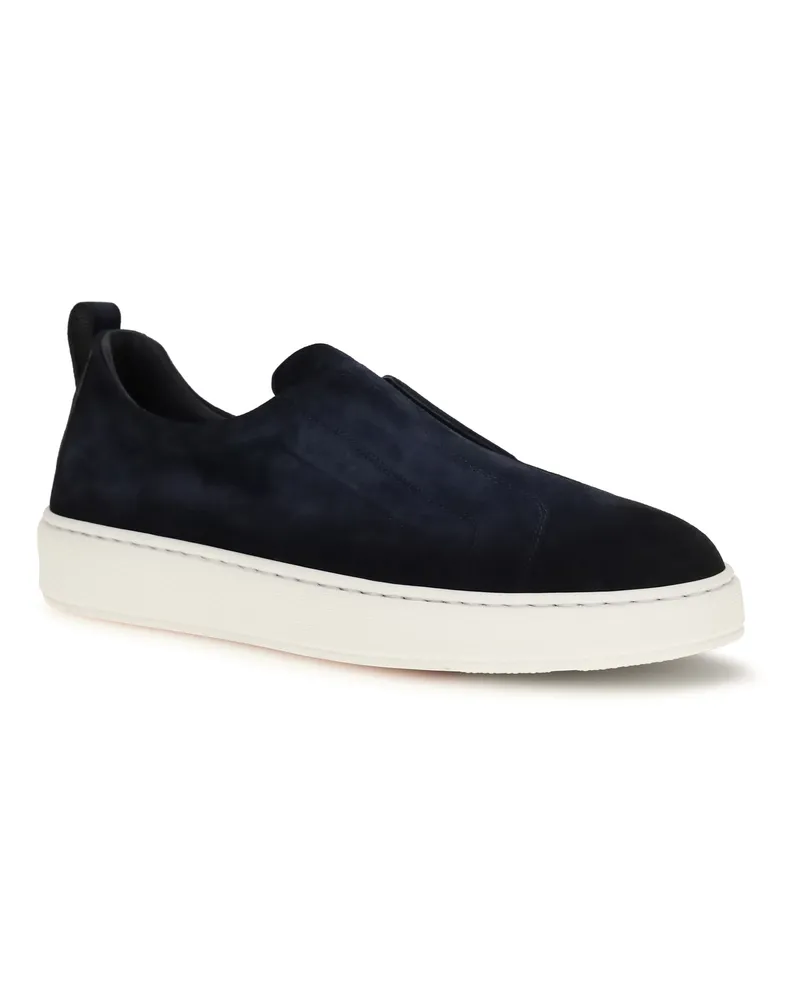 Santoni Suede Slip-On Sneakers — Blue Blue