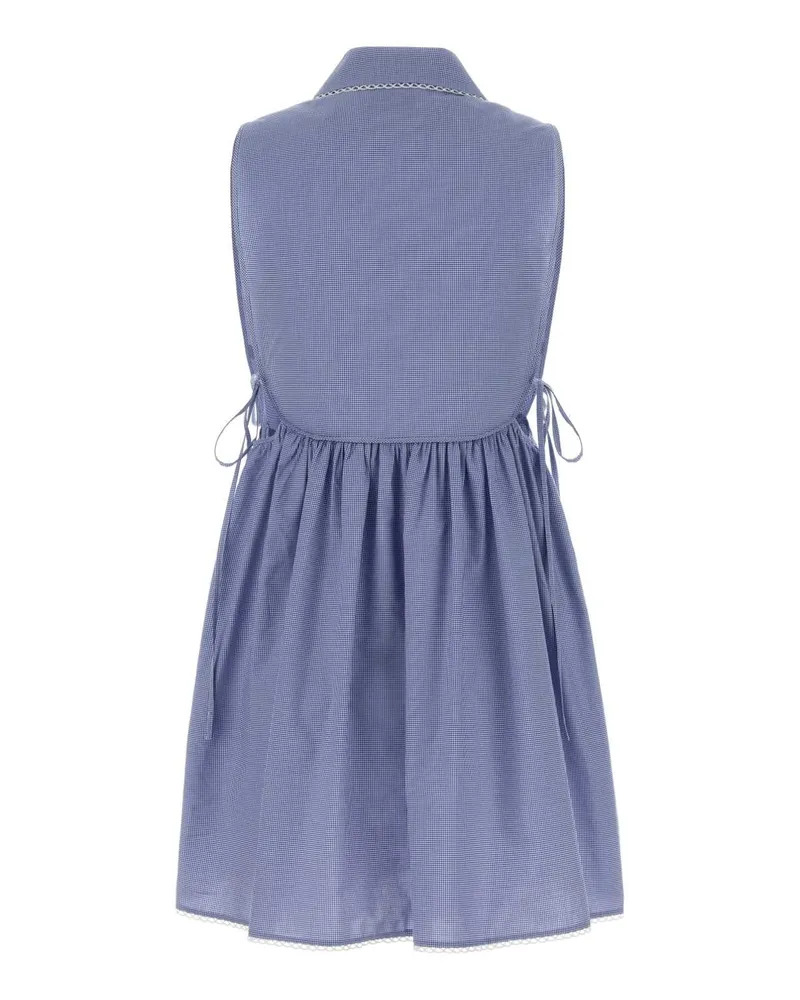 Miu Miu Women's Embroidered Cotton Mini Dress Biancoazzurro Exterior: Abiti Blue