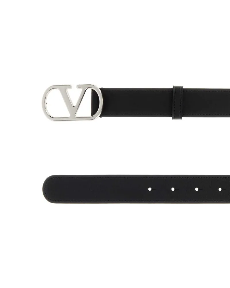 Valentino Garavani Men's Vlogo Belt Black Calf Leather Black