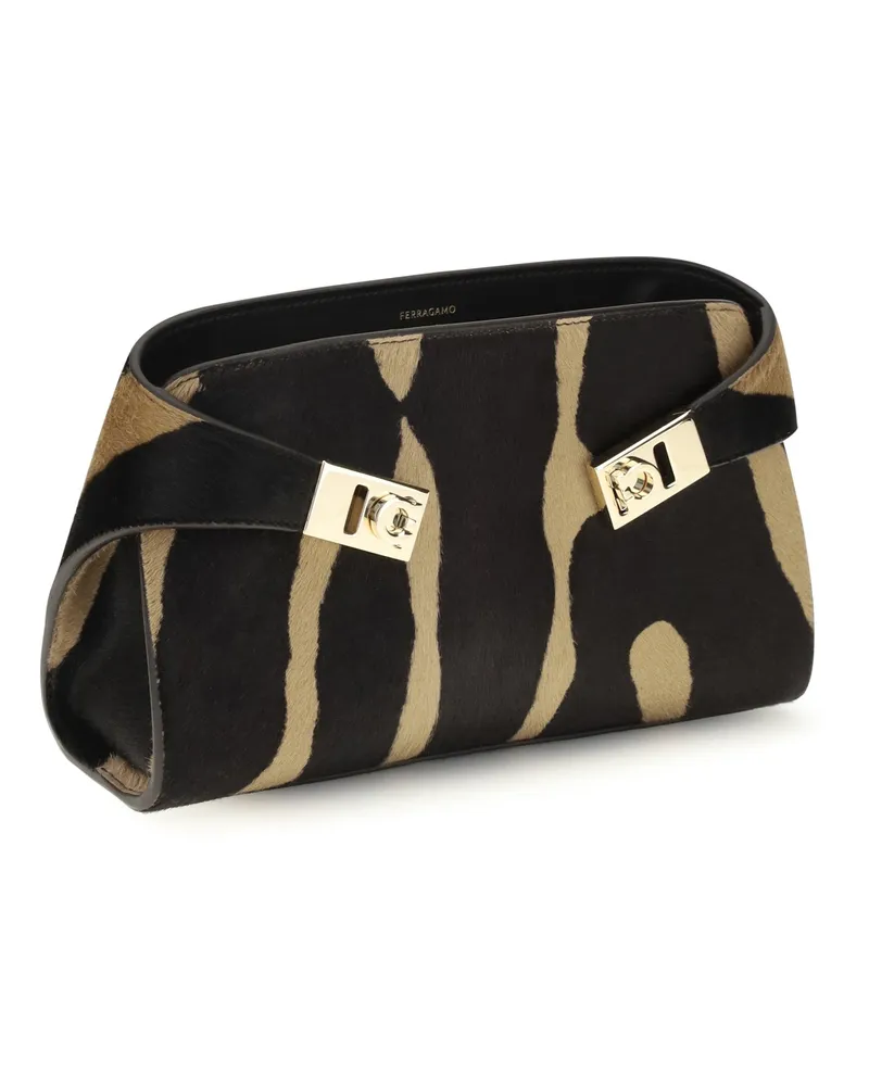 Ferragamo Women's Mini Hug Shoulder Bag Testa Di Moro Horsehair Black