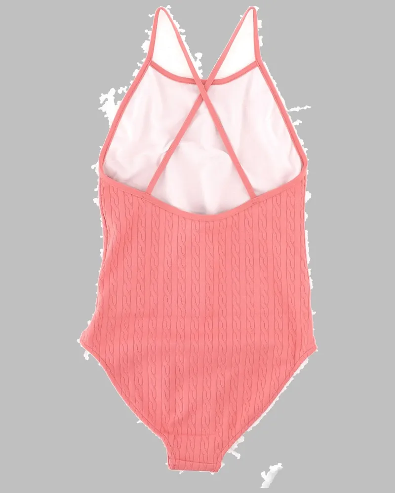 Ralph Lauren Knit Hipster One-Piece Swimsuit — Red Red