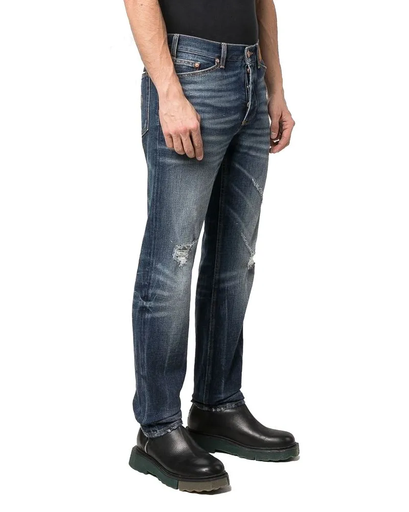 Palm Angels Men's Blue Cotton Straight-Leg Jeans Clothing Blue
