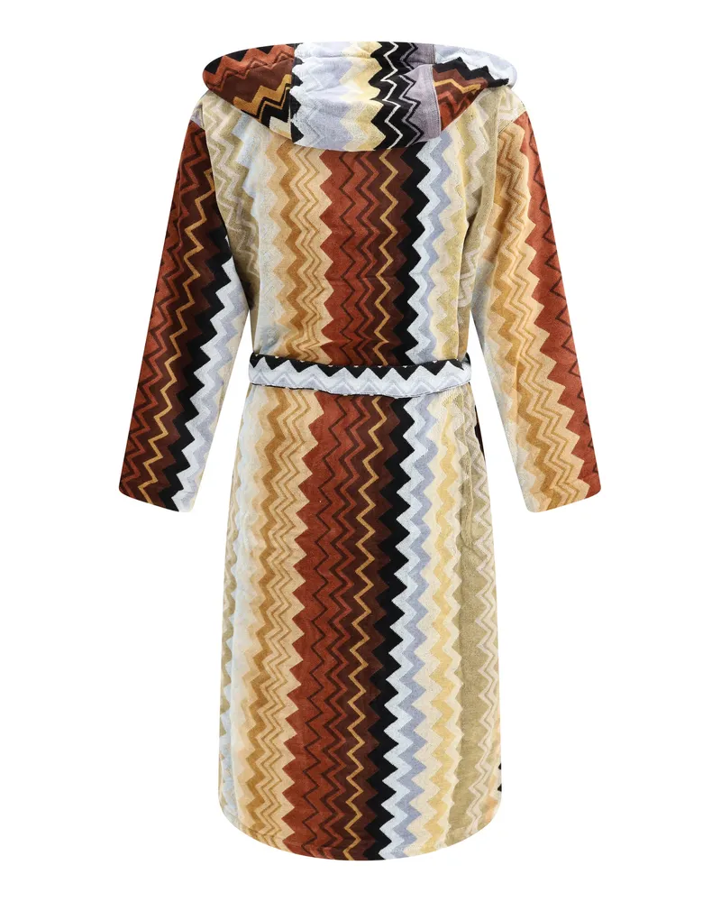 Missoni Unisex Giacomo Hooded Bathrobe Black Multicolor Cotton Extras Black