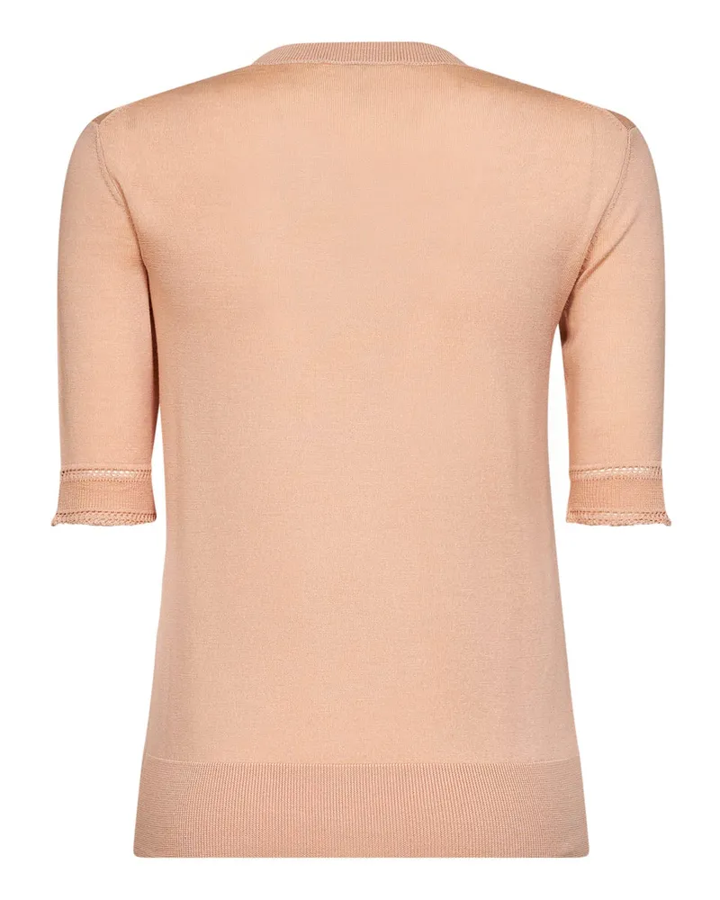 Chloé Women's Short-Sleeved Virgin Wool Sweater - Tender Peach Pink Pink