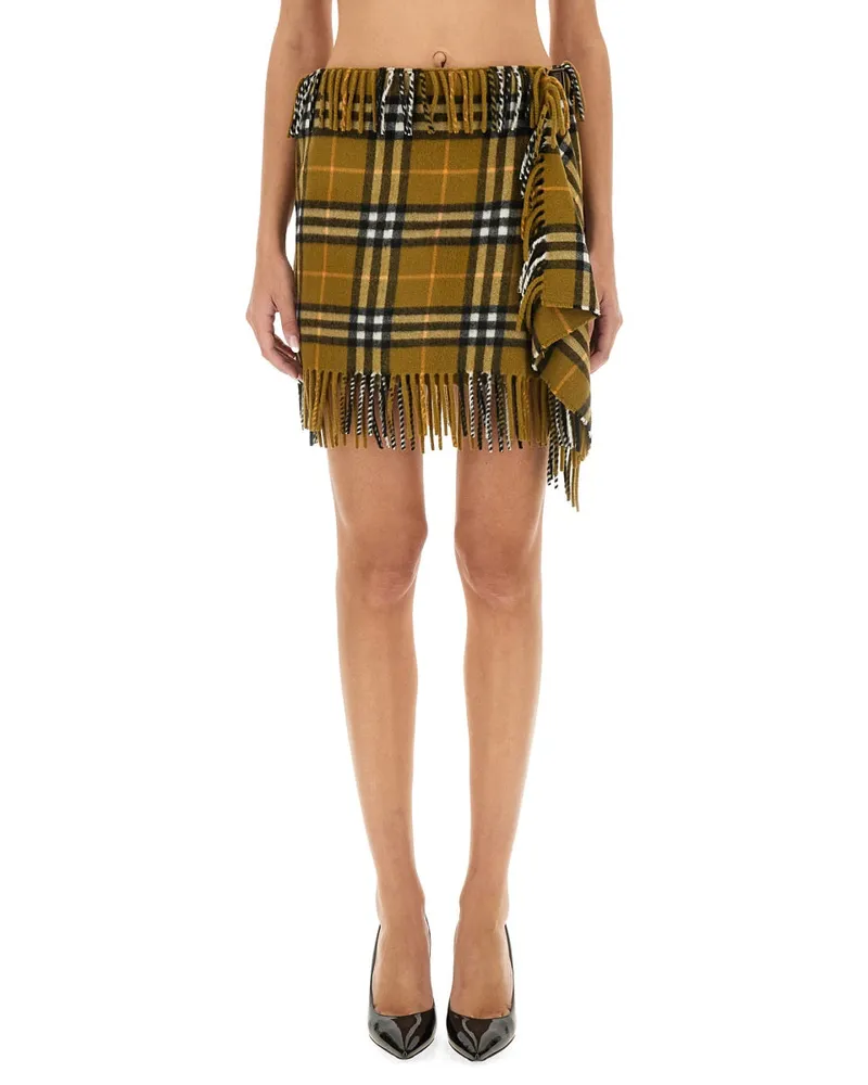 Burberry Wool and Cashmere Check Skirt — Multicolor Multicolor