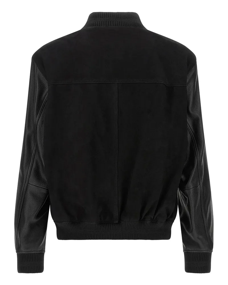 HUGO BOSS Textured Microfiber Bomber Jacket — Black Black