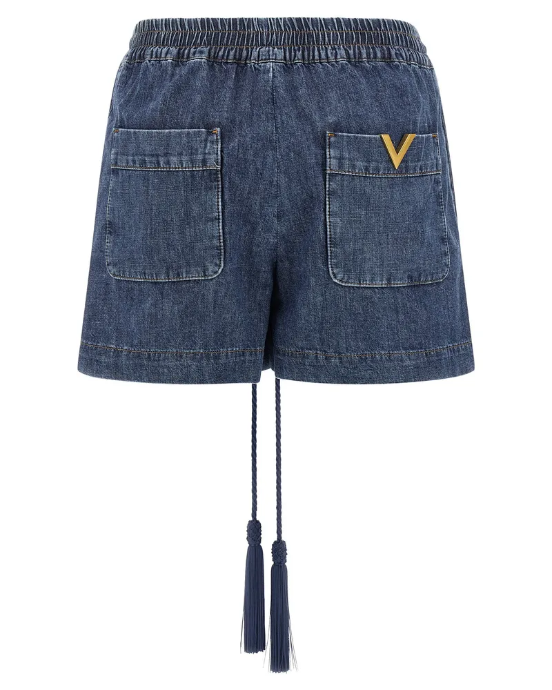 Valentino Garavani Chambray Denim Shorts — Indigo Indigo