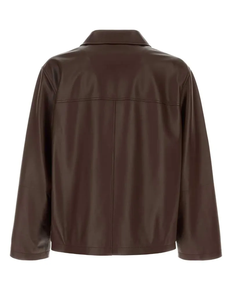 Loewe Men's Chocolate Leather Jacket Darkchocolate Giacche E Gilet Brown