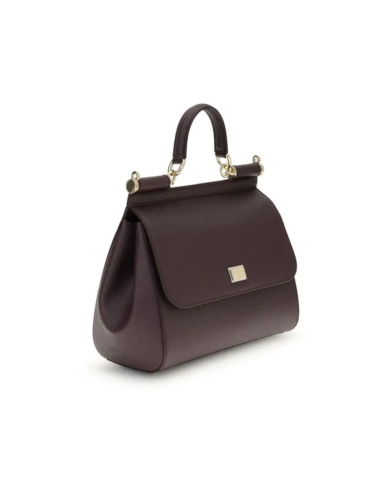 Dolce & Gabbana Women's Bordeaux Calf Leather Bos Taurus Handbag Bag Bordeaux