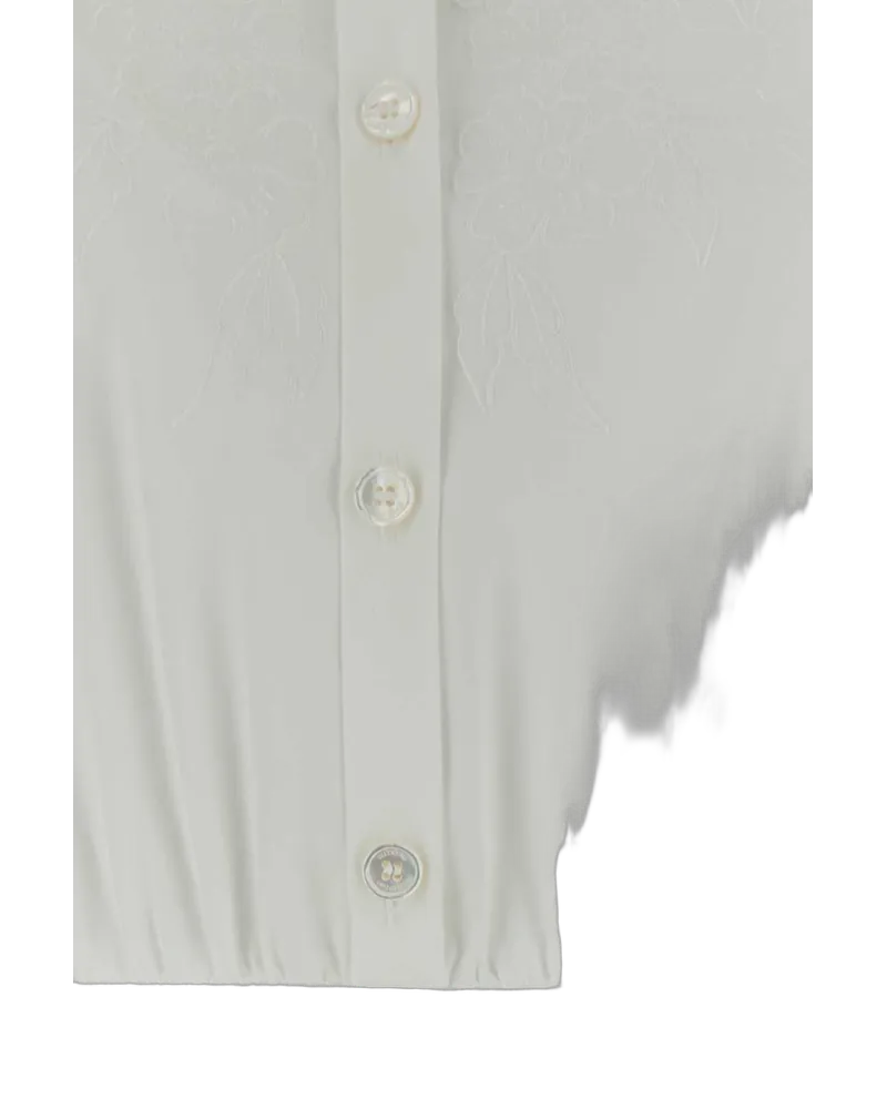 Valentino Garavani Lace-Yoke Cotton Dress — White White