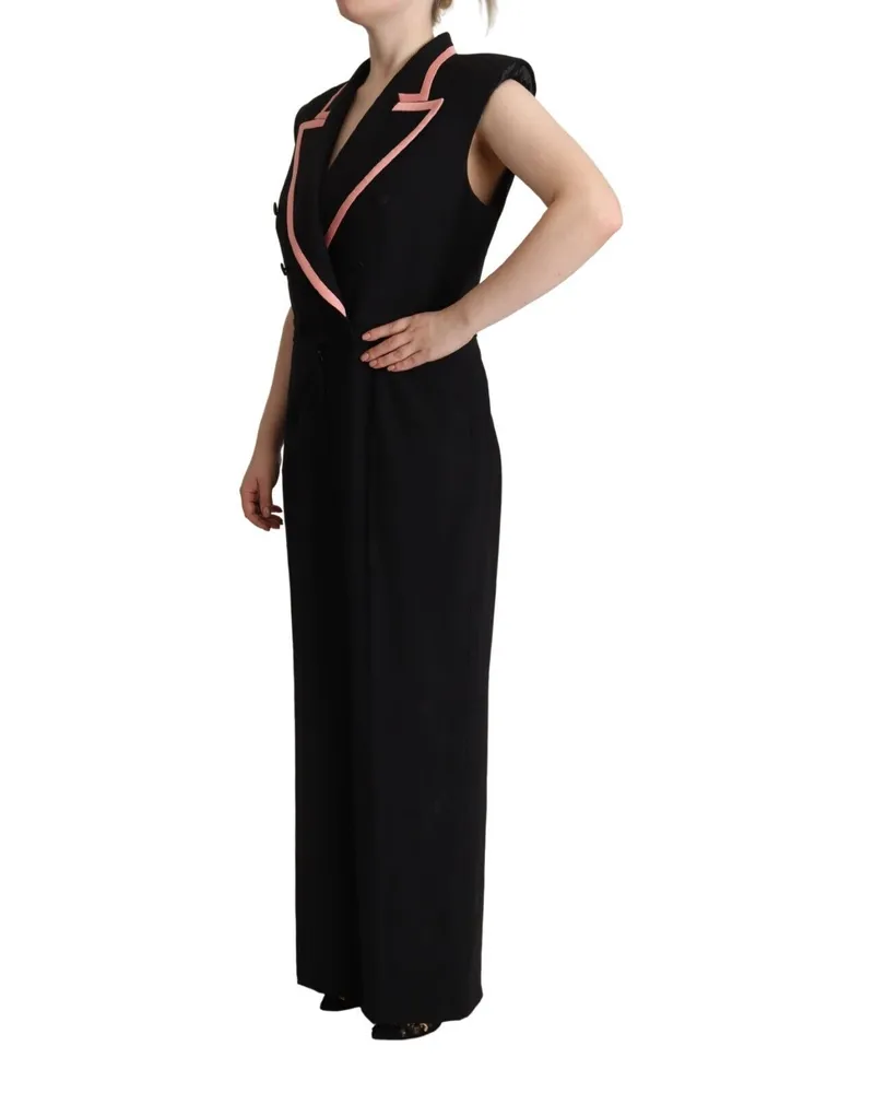 Dolce & Gabbana Women's Black Wool Blend Sleeveless Jumpsuit Dress Black