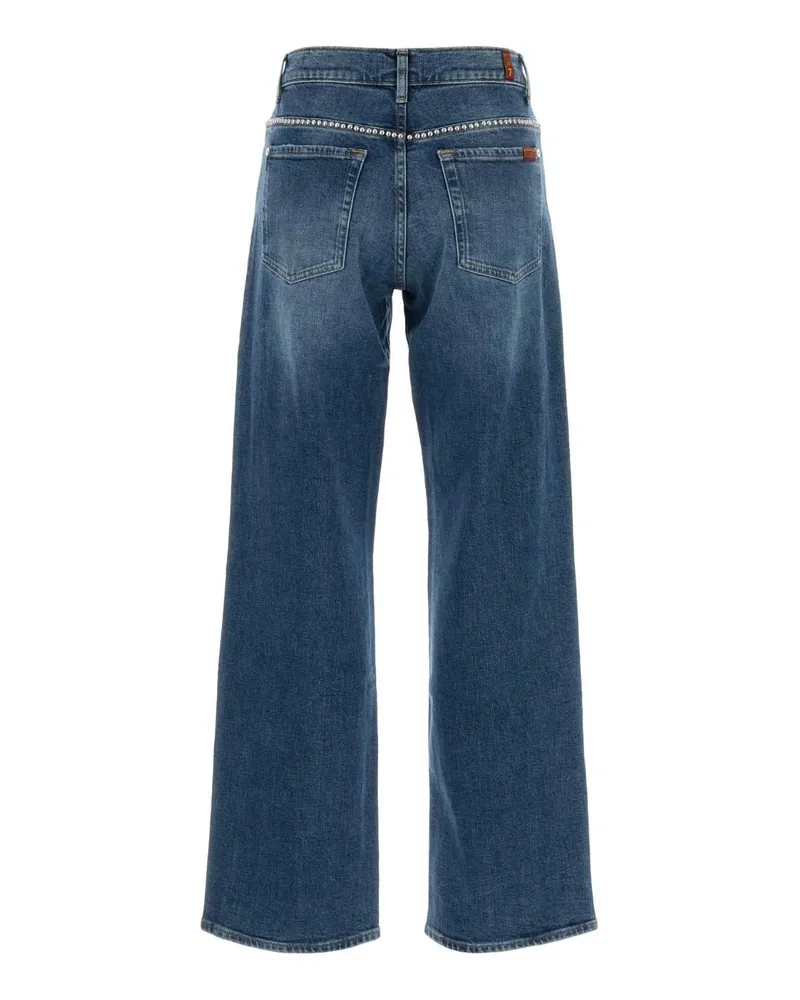 7 for all mankind Women's Stretch Denim Stovepipe Jeans Azzurro Exterior: Cotton Elastane Blue
