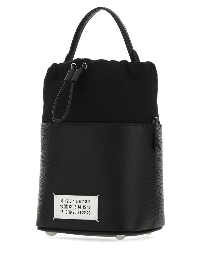 Maison Margiela Women's Black Leather And Canvas Mini 5ac Bucket Bag T8013 Borse A Secchiello Black