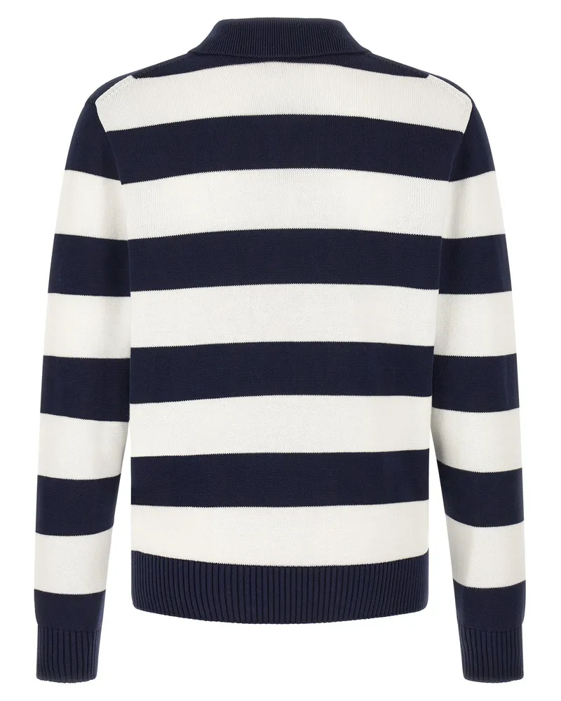 Lacoste Striped Cotton Knit Polo — Navy Navy
