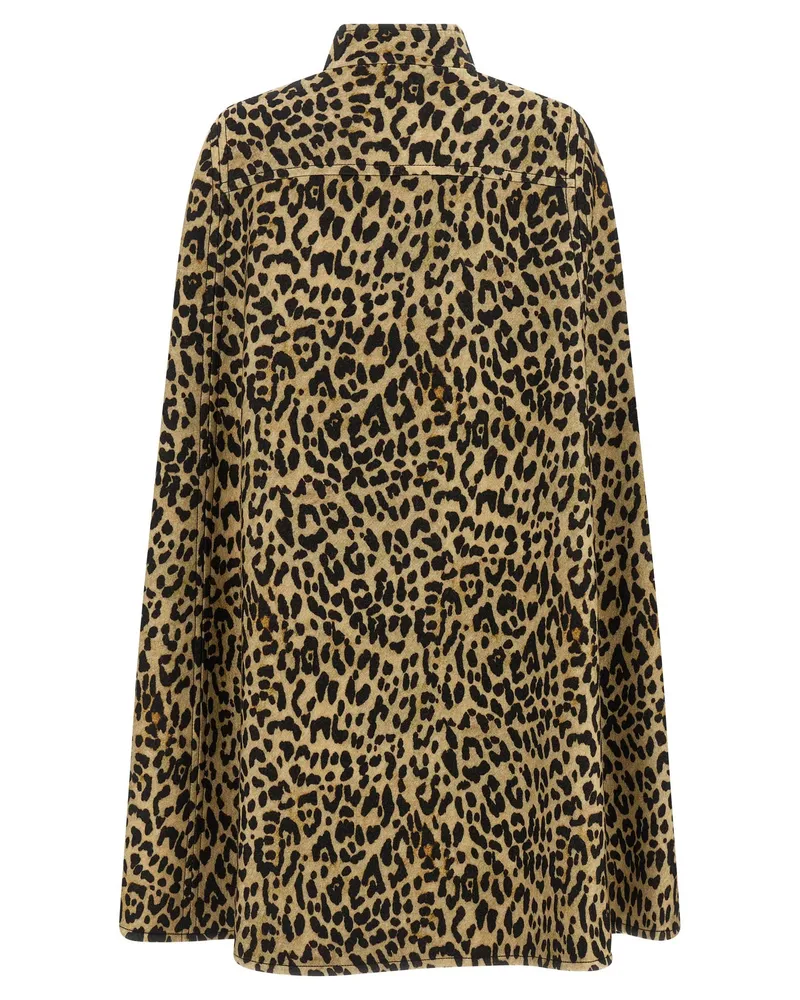 Valentino Garavani Leopard-Print Animalier Cape — Beige Beige