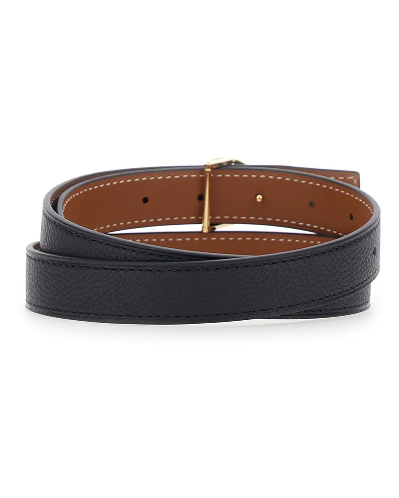Tory Burch Women's Belt Miller Reversible Black Leather Cow Black