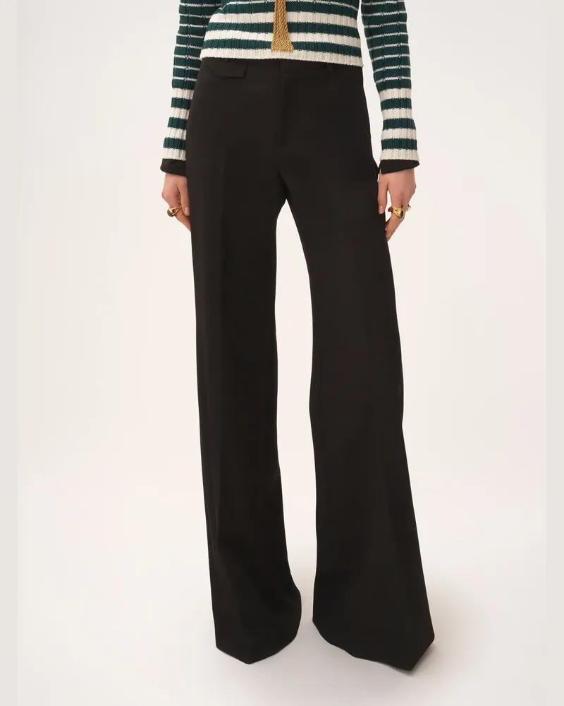 Chloé Women's Pantalon Tailleur En Laine Grain De Poudre Noir Black Trousers Black