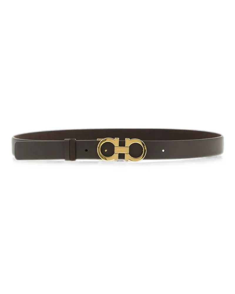 Ferragamo Gancini Buckle Leather Belt — Brown Brown