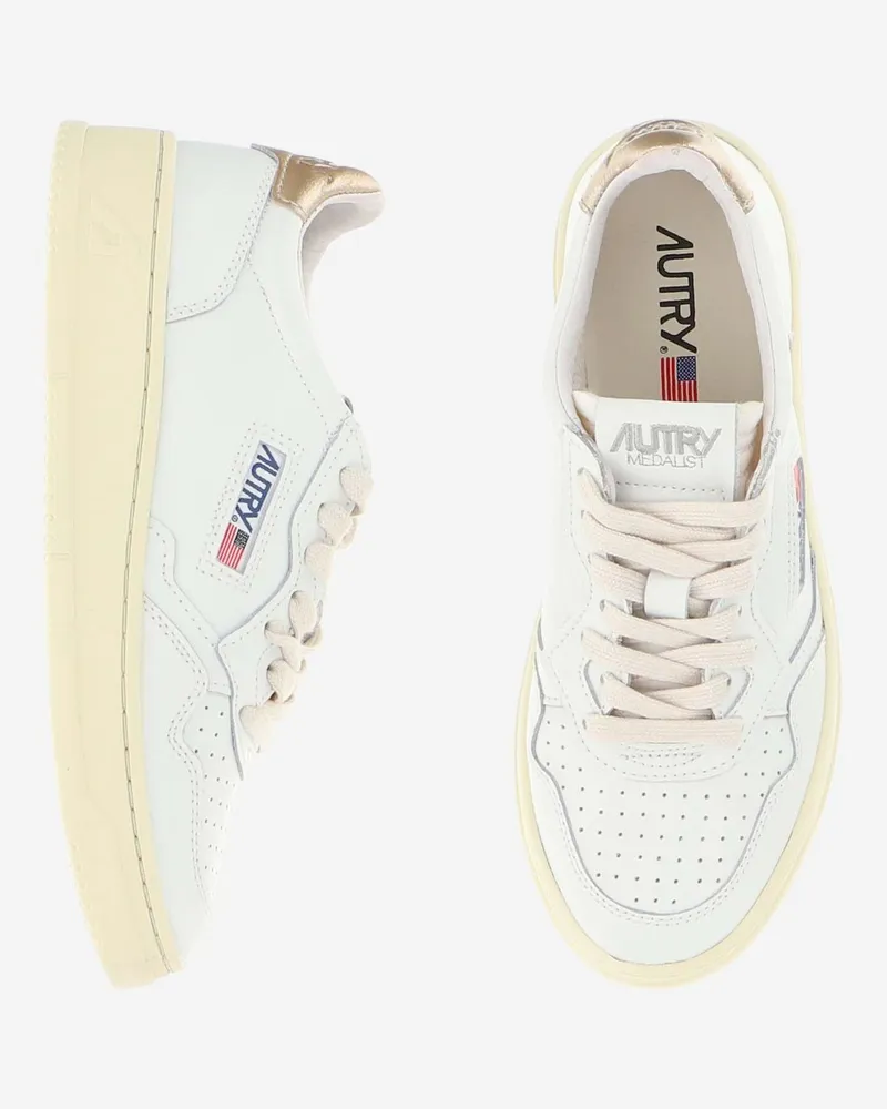 AUTRY Women's Medalist Low Sneakers Gold Cow Leather Trainers Gold