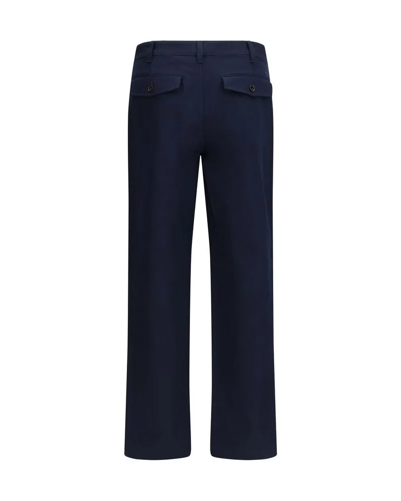 Burberry Men's Blue Cotton Chino Pants Navy