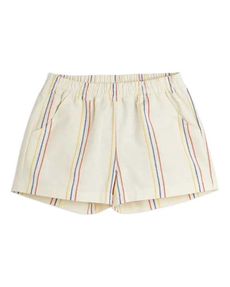 Mini Rodini Woven Stripe Organic Cotton Shorts — White White