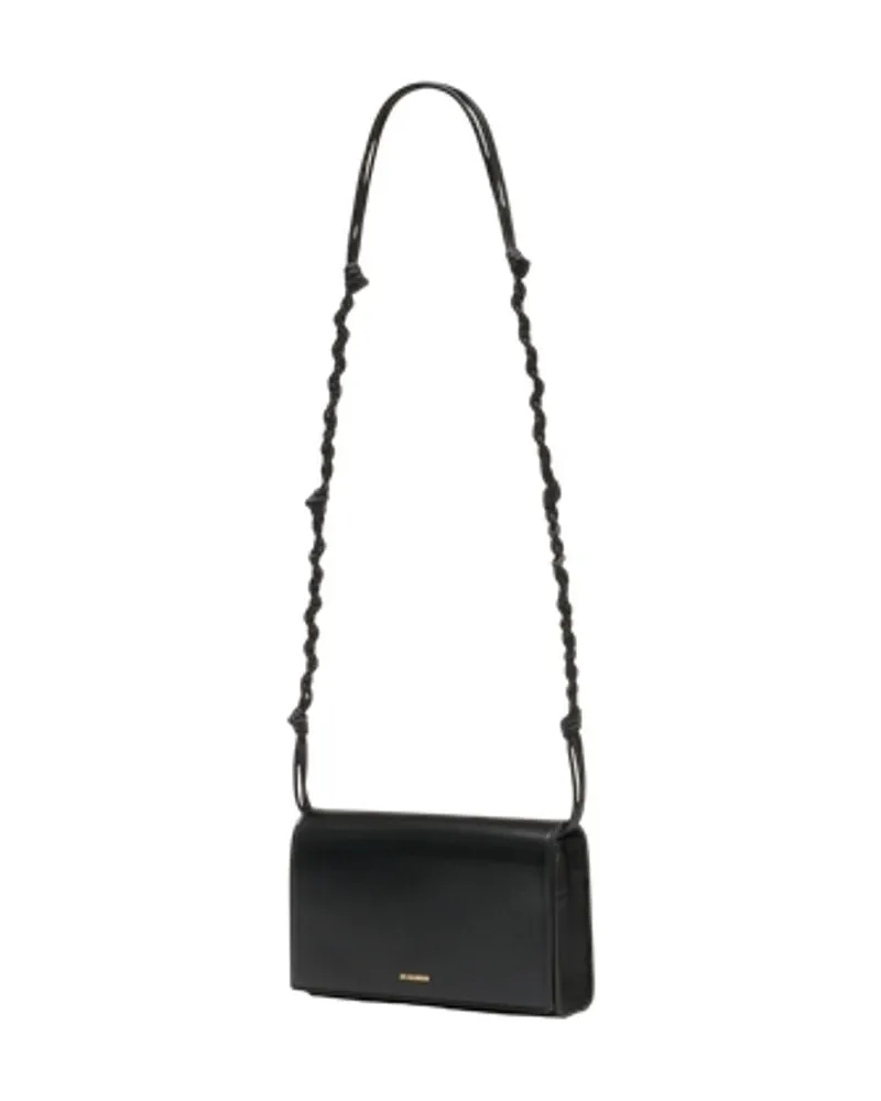 Jil Sander Women's Tangle Wallet On Chain -  Leather Black Calfskin Bags Crossbodies Black