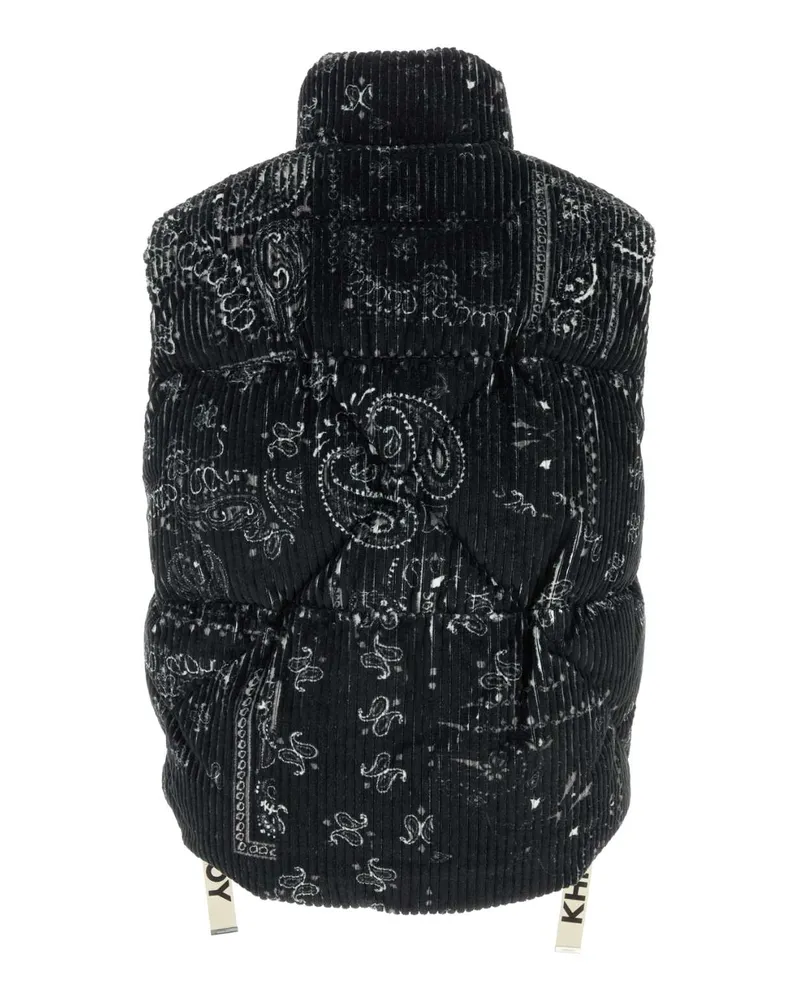 KHRISJOY Men's Printed Corduroy Oversize Sleeveless Down Jacket Black Piumini Black