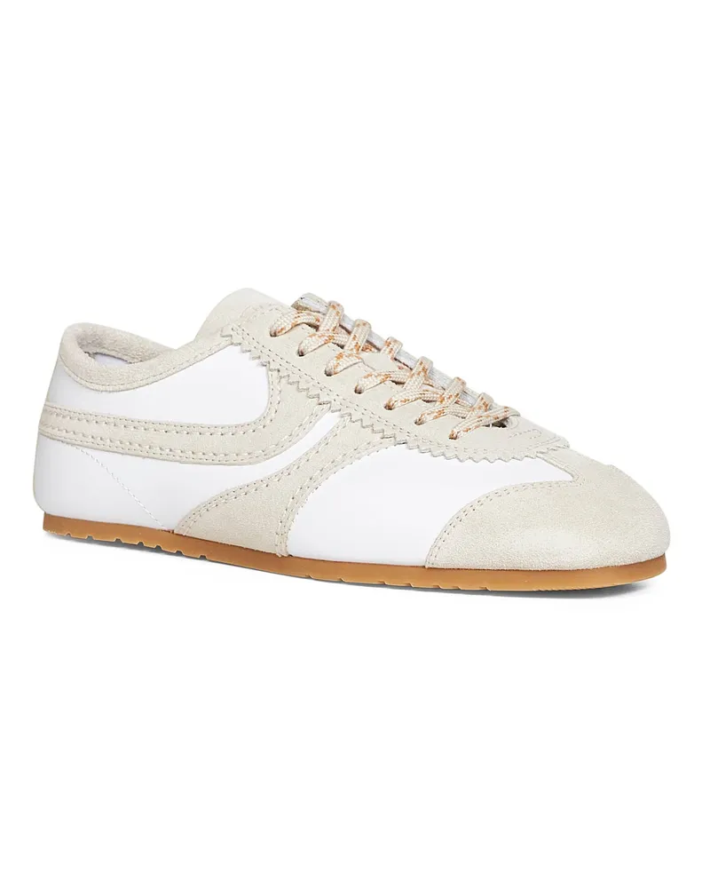 Dries van Noten Women's Sneakers White Nappa Leather With Suede Details Calf Trainers White