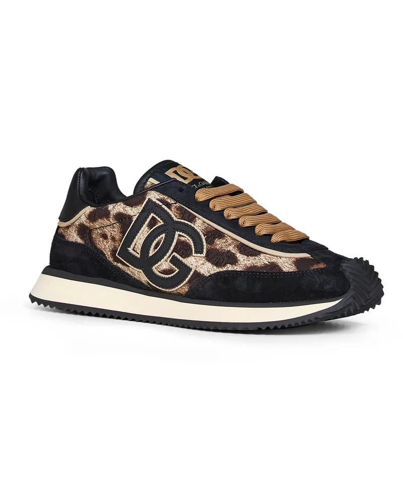 Dolce & Gabbana Women's Sneakers Cushion Brown Calfskin Trainers Brown