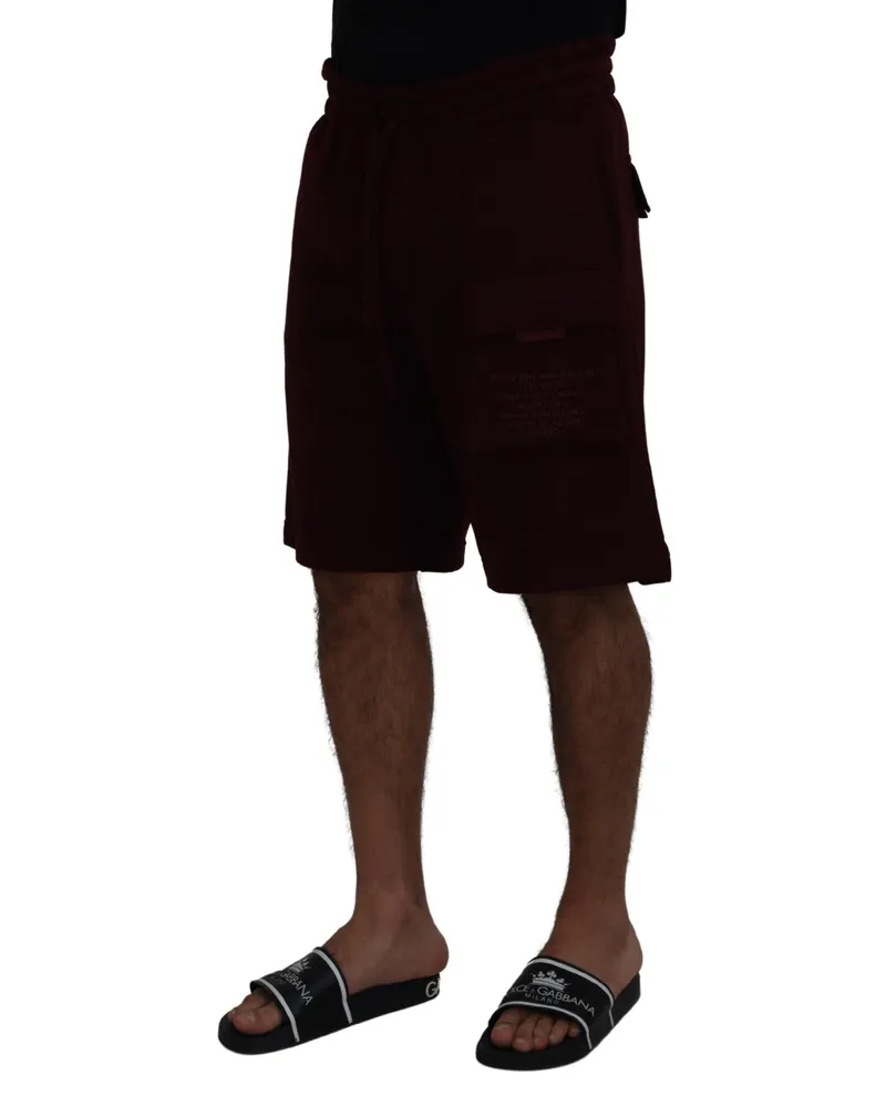 Dolce & Gabbana Maroon Bermuda Cargo Men Shorts Cotton Polyester Maroon