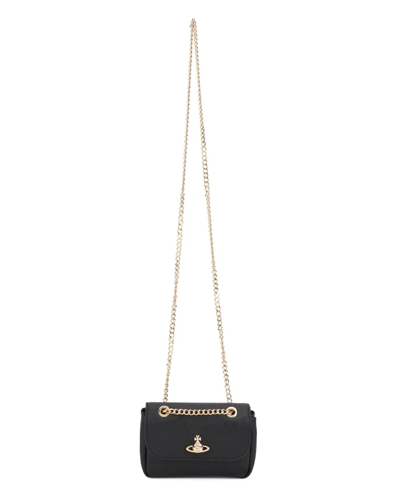 Vivienne Westwood Women's Shoulder Bag Victoria Black Leather Bovine Suede Black