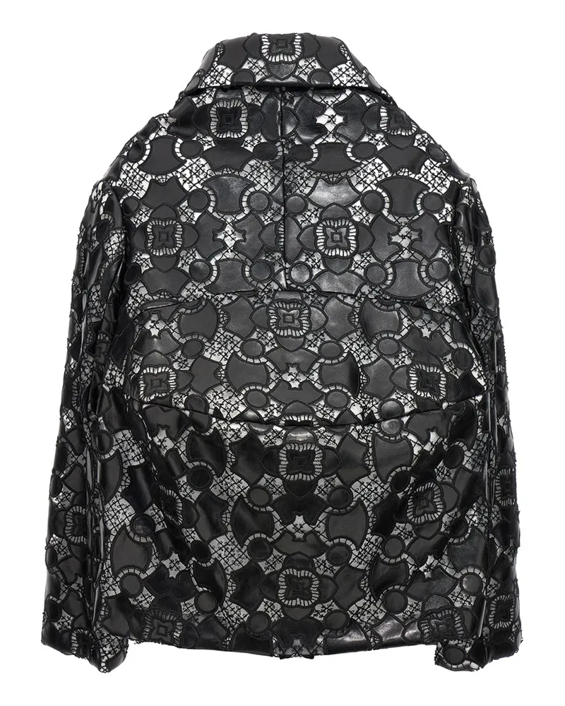 Comme des Garçons Women Bicolor Polyethylene Leather Jacket Clothing Black