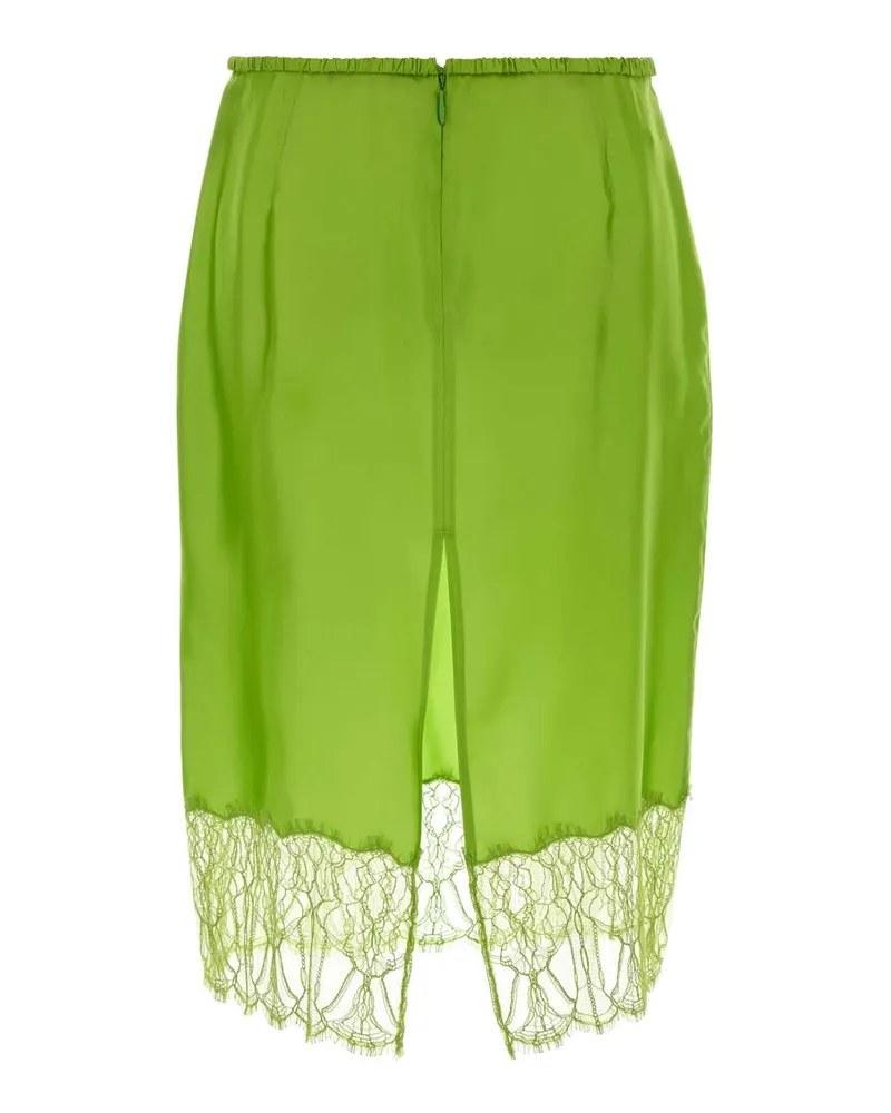 Gucci Women's Fluo Green Satin Skirt Brightapple Exterior: Cupro Viscose Gonne Green