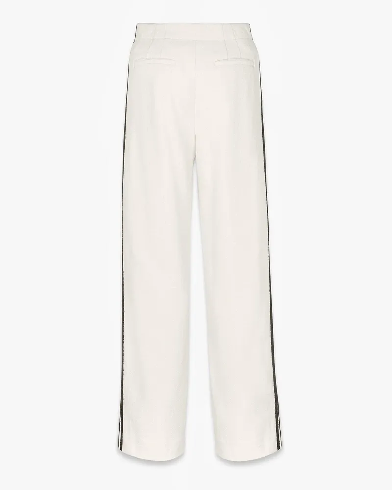 MCM Wide-Leg Bouclé with Diamond Hardware Trousers — White White
