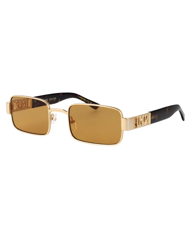 Dsquared2 Gold Metal Rectangle Sunglasses — Gold Gold