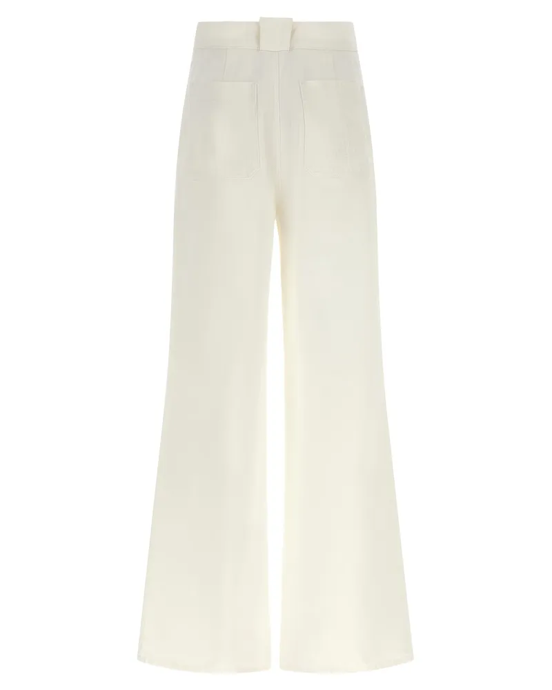Max Mara Women's White Cotton Flared Pants White