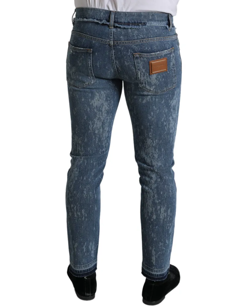 Dolce & Gabbana Men's Blue Washed Skinny Cotton Stretch Denim Jeans Elastane Clothing Blue